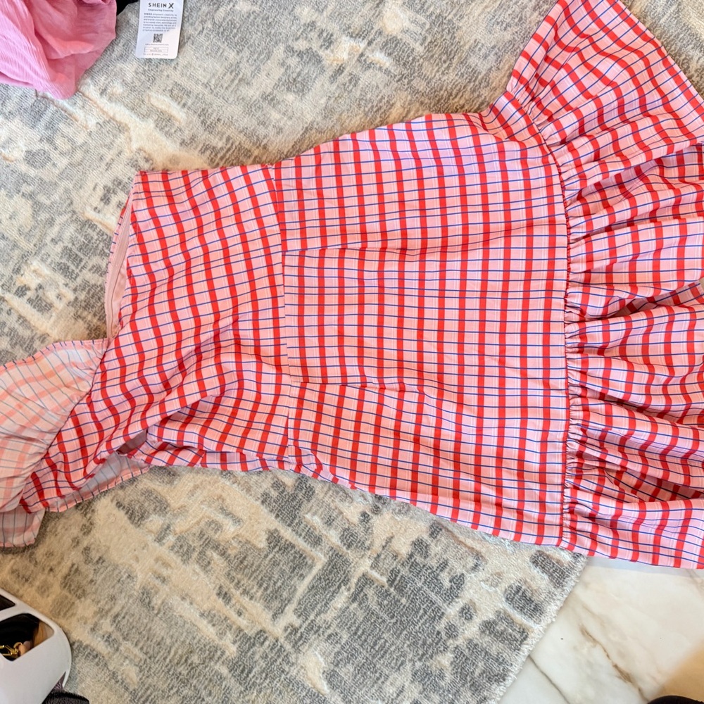 Red and White Checkered Mini Dress